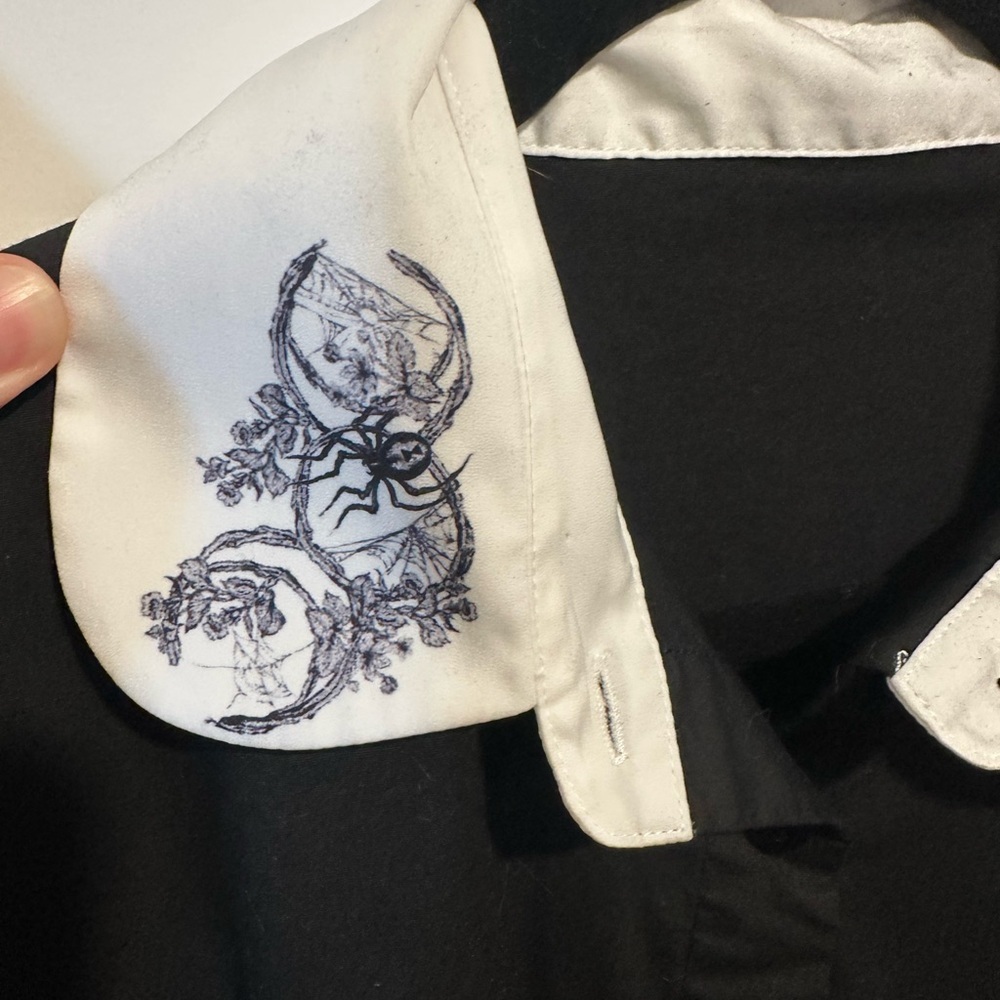 Blackmilk Black Mini Dress with White Embroidered Collar - Picture 2 of 11